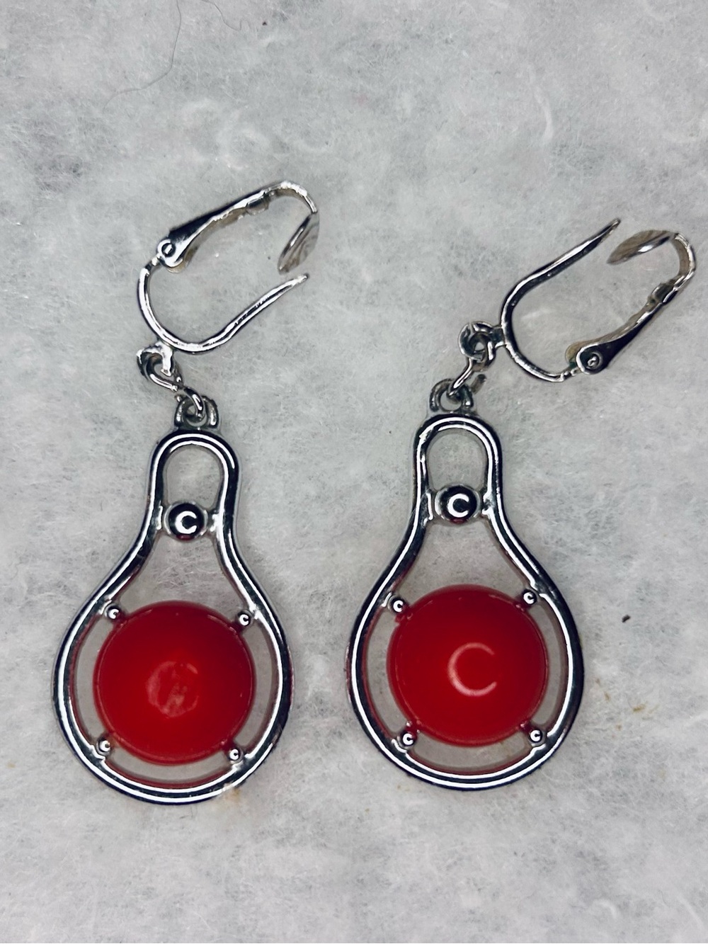Vintage Sarah Coventry Red Lucite Clip-On Earrings (1968-73)